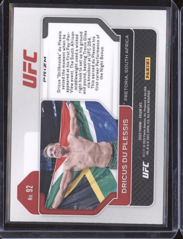 Dricus Du Plessis 2022 Panini Prizm UFC 92 Green RC