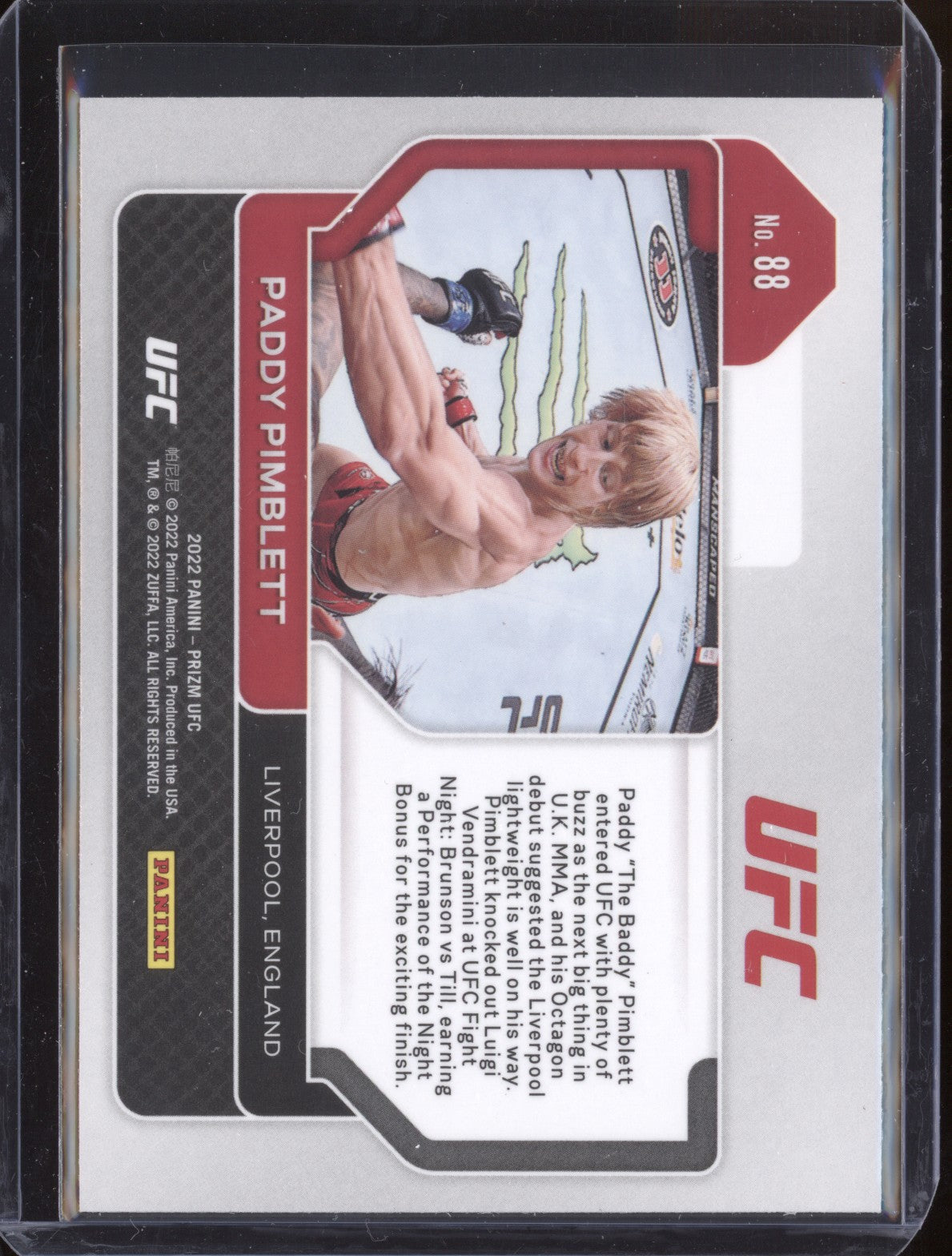 Paddy Pimblett 2022 Panini Prizm UFC 88 RC