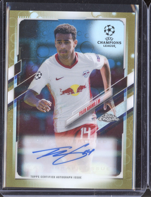 Tyler Adams 2020-21 Topps Chrome UCL CA-TAD Chrome Auto Gold Bubbles SP