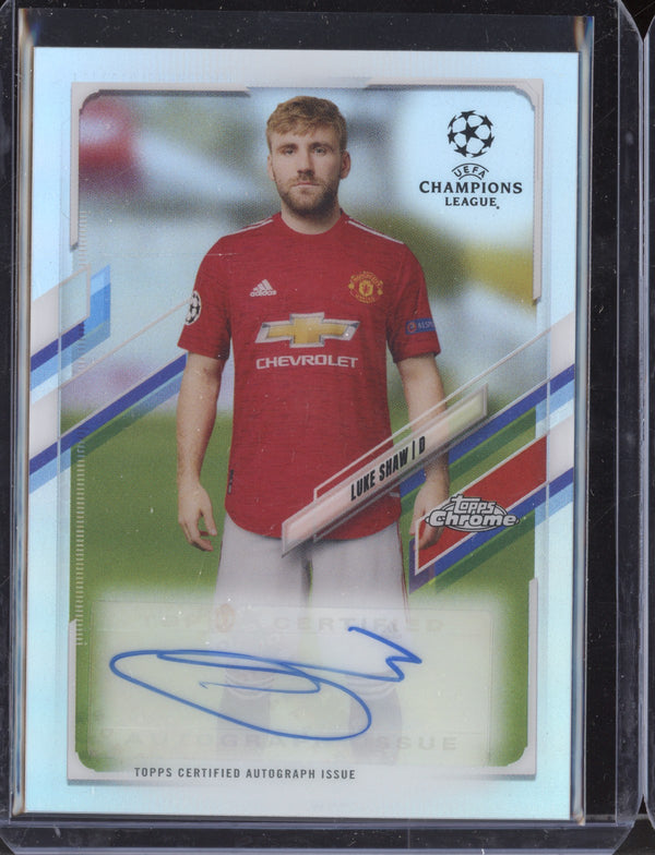 Luke Shaw 2020-21 Topps Chrome UCL CA-LS Chrome Auto