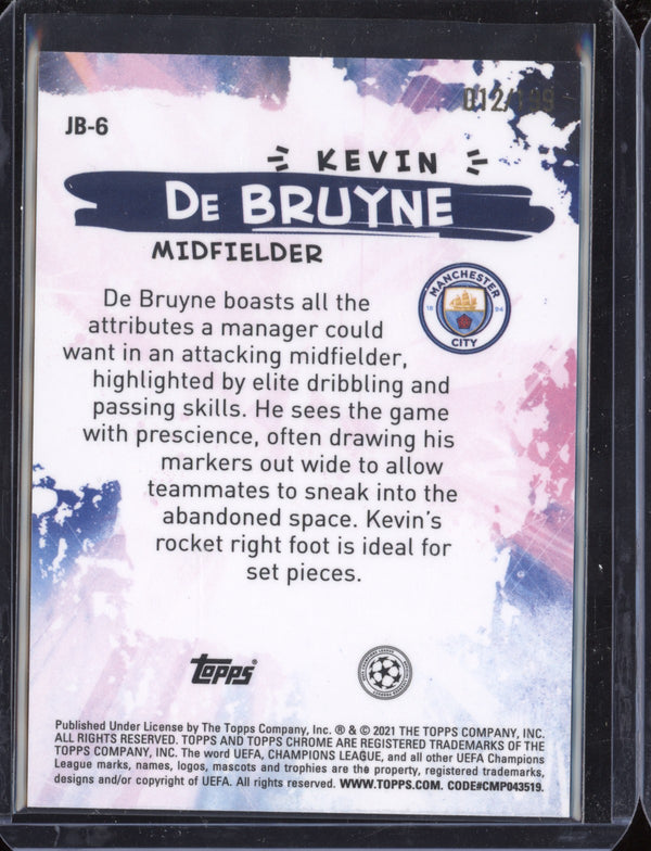 Kevin De Bruyne 2020-21 Topps Chrome UCL JB-6 Joga Bonito Aqua 12/199