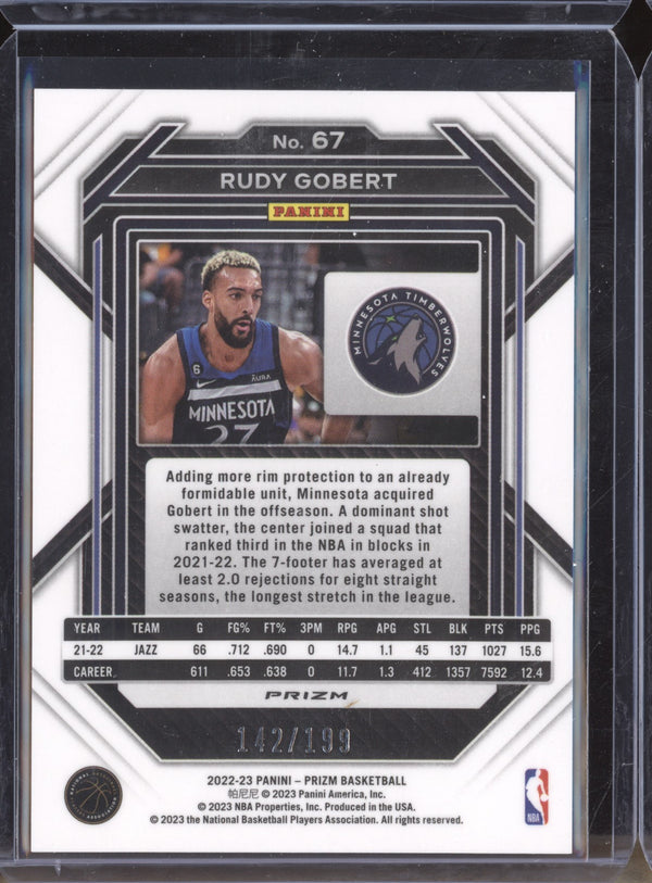 Rudy Gobert 2022-23 Panini Prizm 67 Blue 142/199