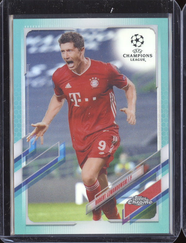 Robert Lewandowski 2020-21 Topps Chrome UCL 50 Aqua Wave 101/199