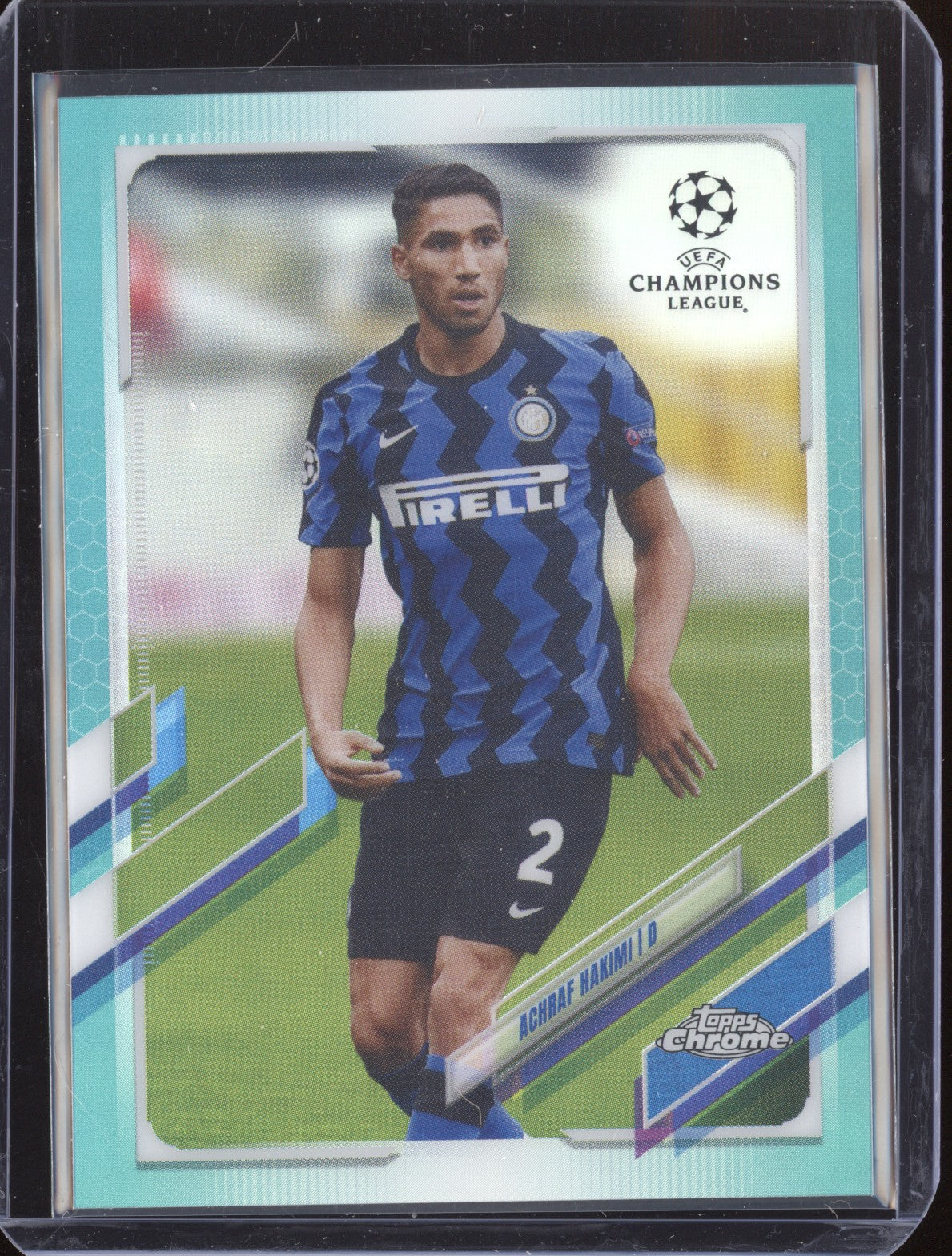 Achraf Hakimi 2020-21 Topps Chrome UCL 31 Aqua Wave 32/199