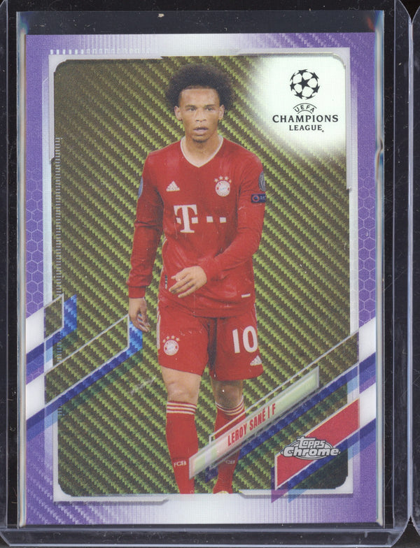 Leroy Sane 2020-21 Topps Chrome UCL 62 Purple Carbon Fiber