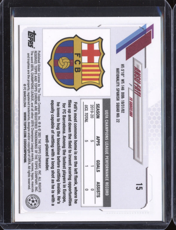 Ansu Fati 2020-21 Topps Chrome UCL 15 Speckle