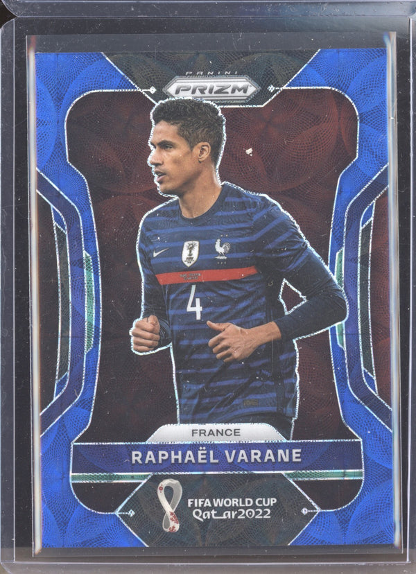 Raphael Varane 2022 Panini Prizm World Cup 105 Choice Blue 114/135