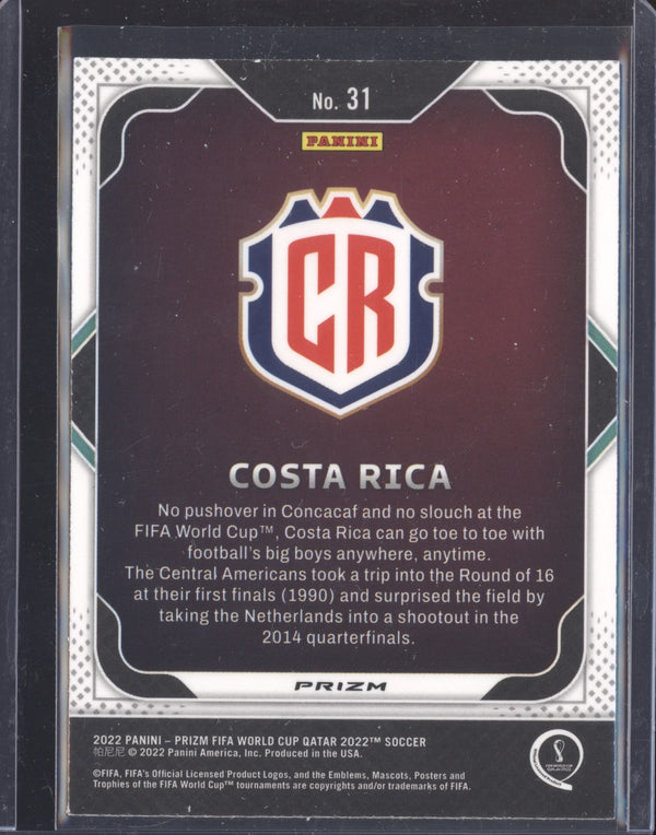 Costa Rica 2022 Panini Prizm World Cup 31 Team Badges Silver