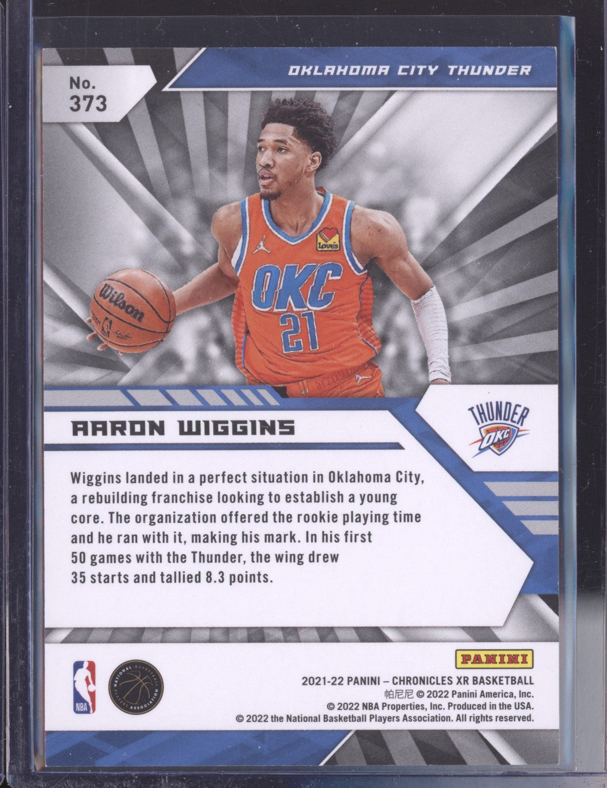 Aaron Wiggins 2021-22 Panini Chronicles 373 XR Blue RC 81/99