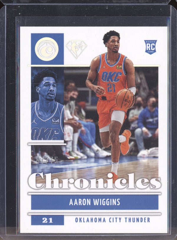 Aaron Wiggins 2021-22 Panini Chronicles 34 75th Anniversary RC 47/75