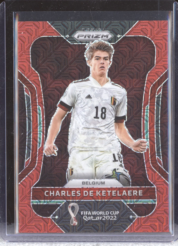 Charles De Ketelaere 2022 Panini Prizm World Cup  15 Red Mojo 33/99