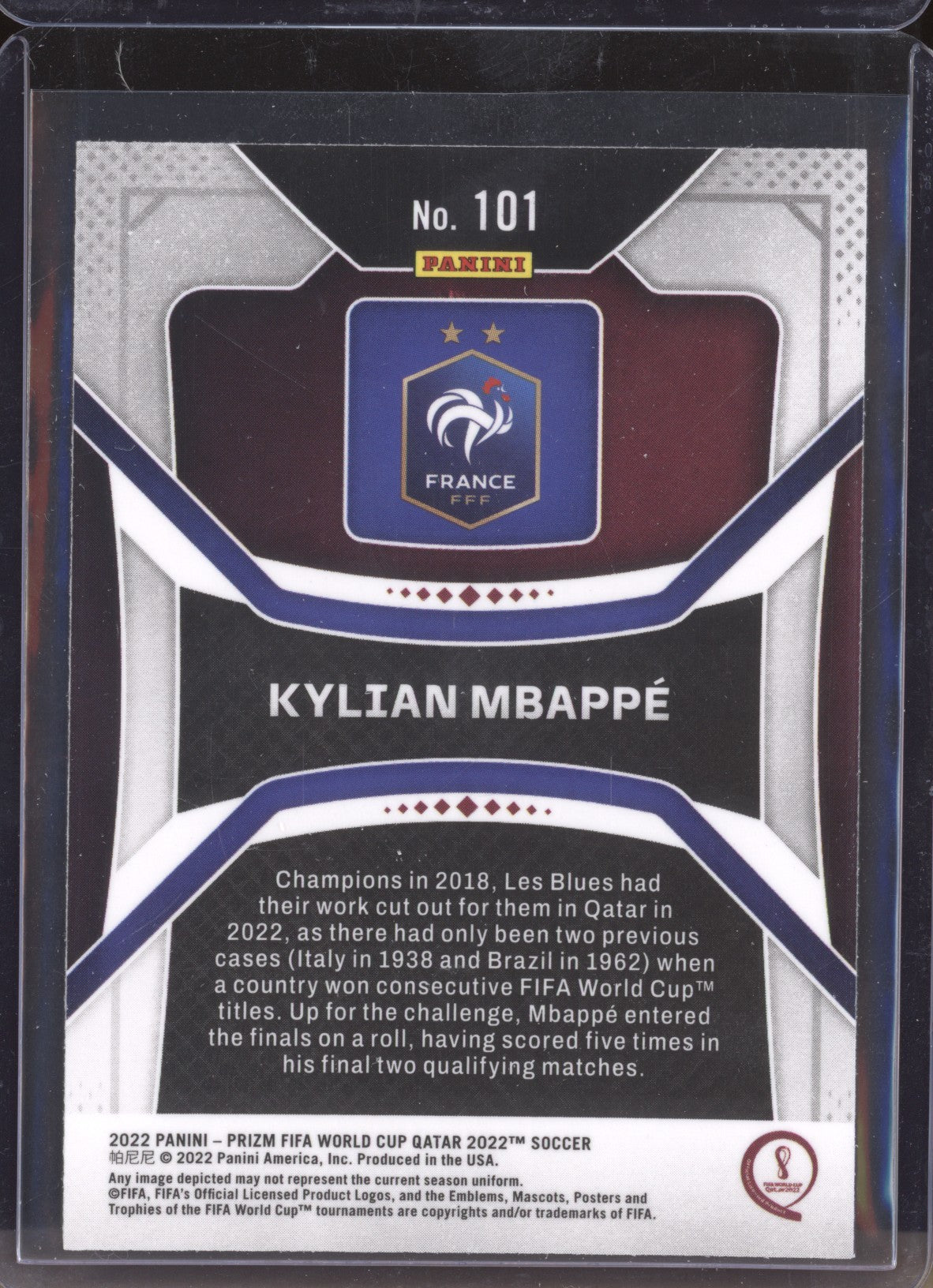 Kylian Mbappe 2022 Panini Prizm World Cup 101