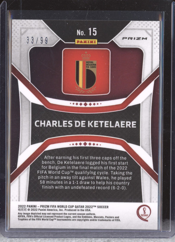 Charles De Ketelaere 2022 Panini Prizm World Cup  15 Red Mojo 33/99