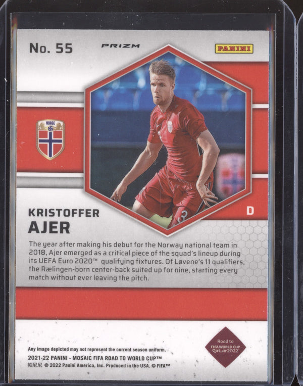 Kristoffer Ajer 2022 Panini Mosaic RTWC 55 Silver RC