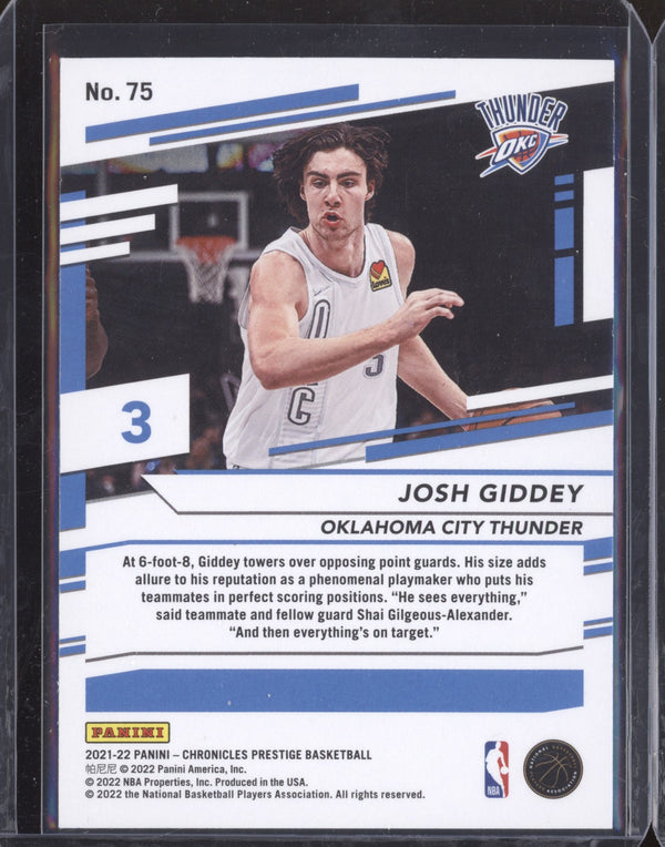 Josh Giddey 2021-22 Panini Chronicles 75 Prestige RC