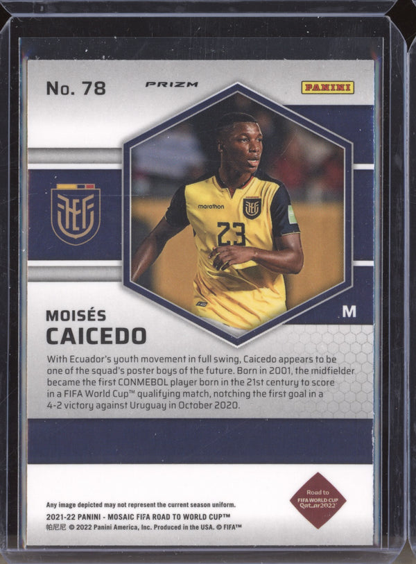 Moises Caicedo 2022 Panini Mosaic RTWC 78 Silver RC