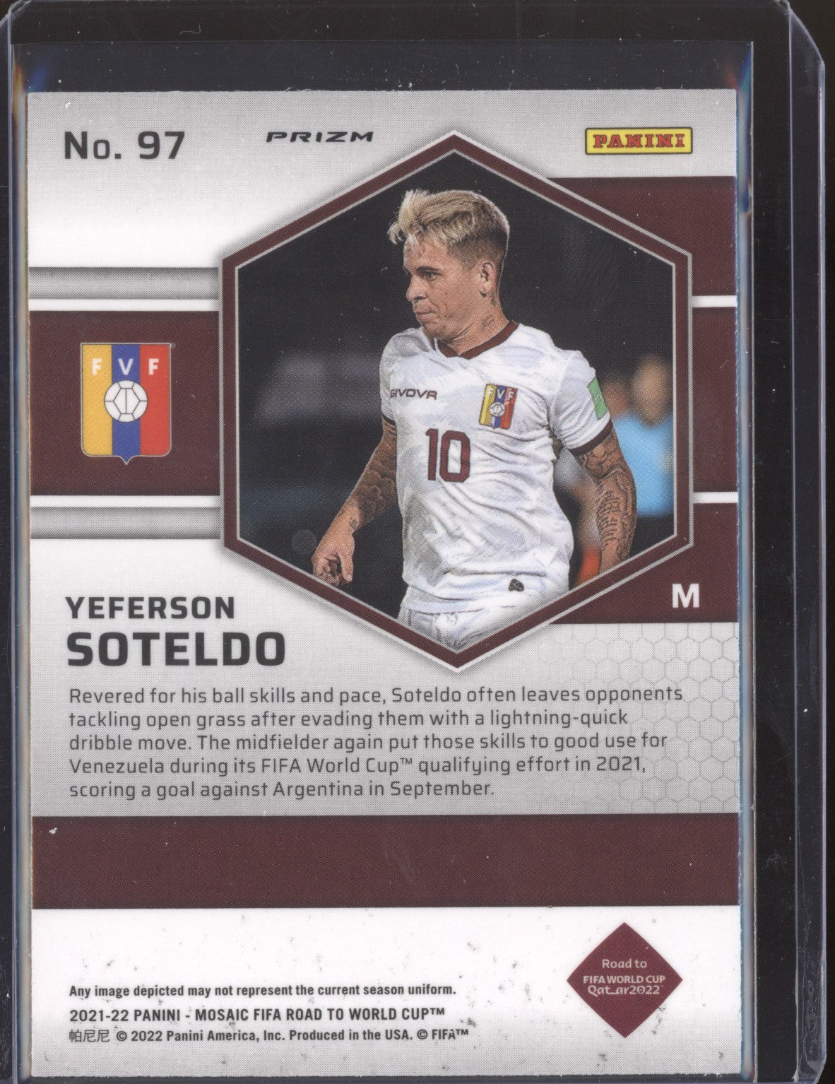 Yeferson Soteldo 2022 Panini Mosaic RTWC 97 Silver RC