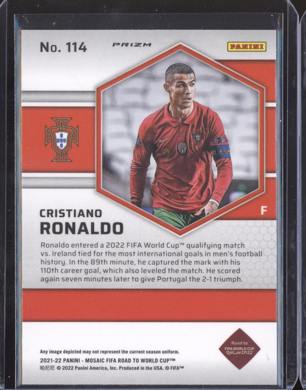 Cristiano Ronaldo 2022 Panini Mosaic RTWC 114 Silver RC