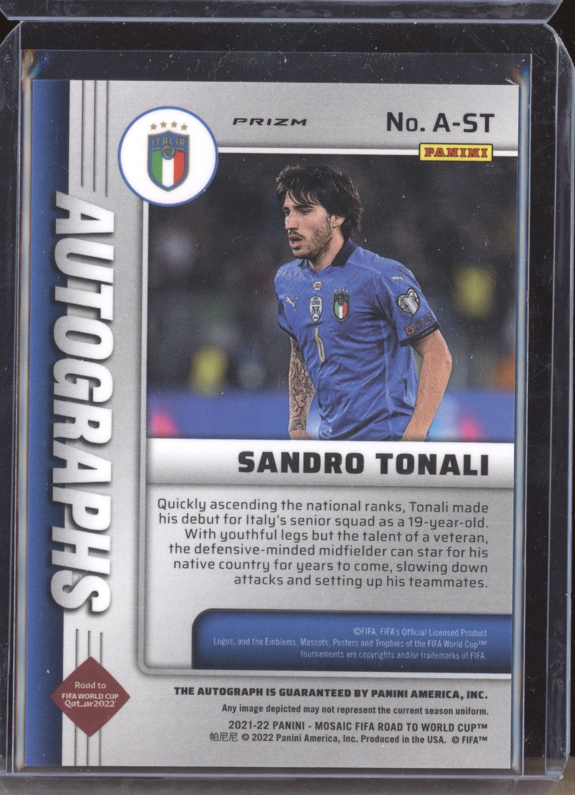 Sandro Tonali 2022 Panini Mosaic RTWC A-ST Autographs - The Hobby