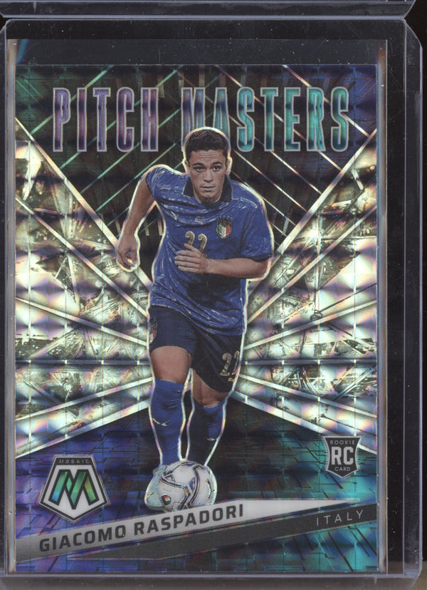 Giacomo Raspadori 2022 Panini Mosaic RTWC 20 Pitch Masters Mosaic RC