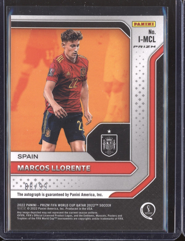 Marcos Llorente 2022 Panini Prizm World Cup  I-MCL International Ink Silver 88/99