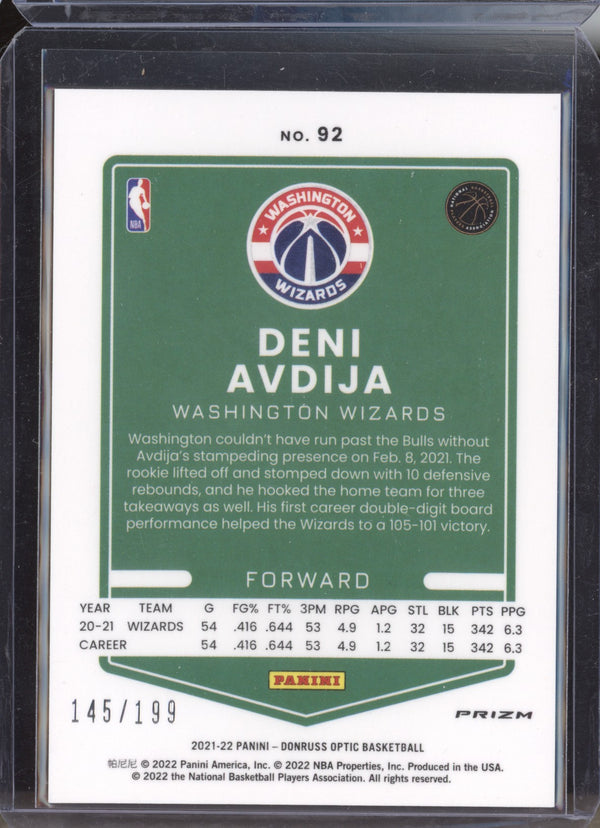 Deni Avdija 2021-22 Panini Optic 92 Orange 145/199