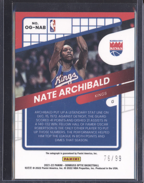 Nate Archibald 2021-22 Panini Optic OG-NAB Opti-Graphs 76/99