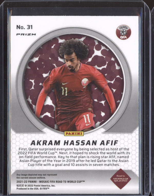 Akram Hassan Afif 2022 Panini Mosaic RTWC 31 International Men of Mastery Mosaic RC