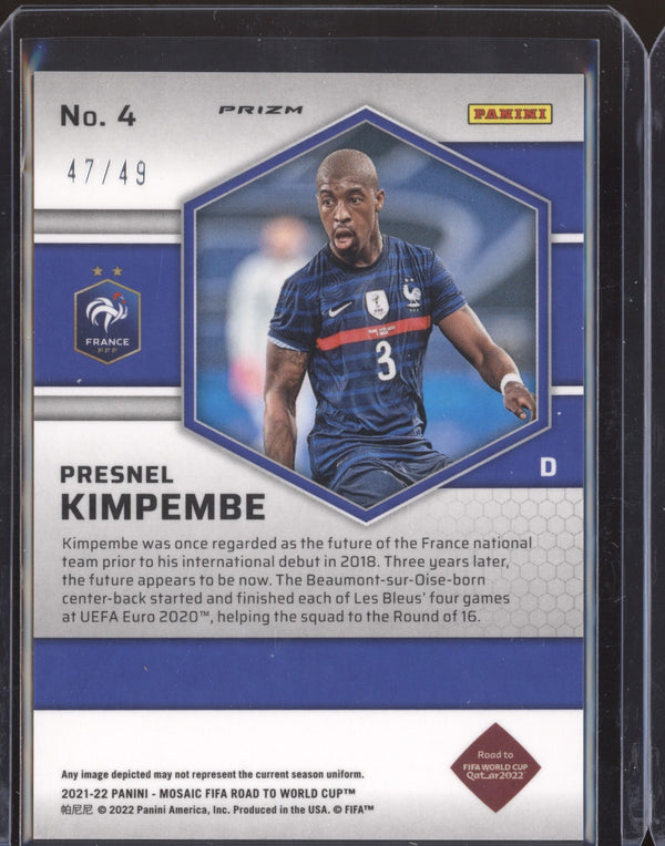 Presnel Kimpembe 2022 Panini Mosaic RTWC 4 Purple RC 47/49