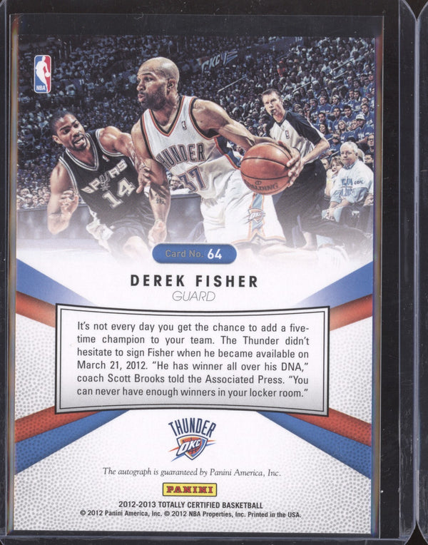 Derek Fisher 2012-13 Panini Totally Certified  64 Totally Signatures Blue 06/15