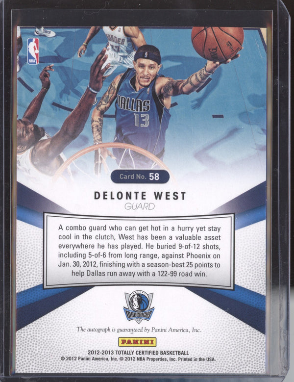 Delonte West 2012-13 Panini Totally Certified  58 Totally Signatures Red 20/25