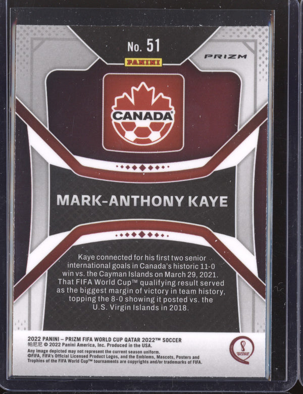 Mark-Anthony Kaye 2022 Panini Prizm World Cup  51 Ice