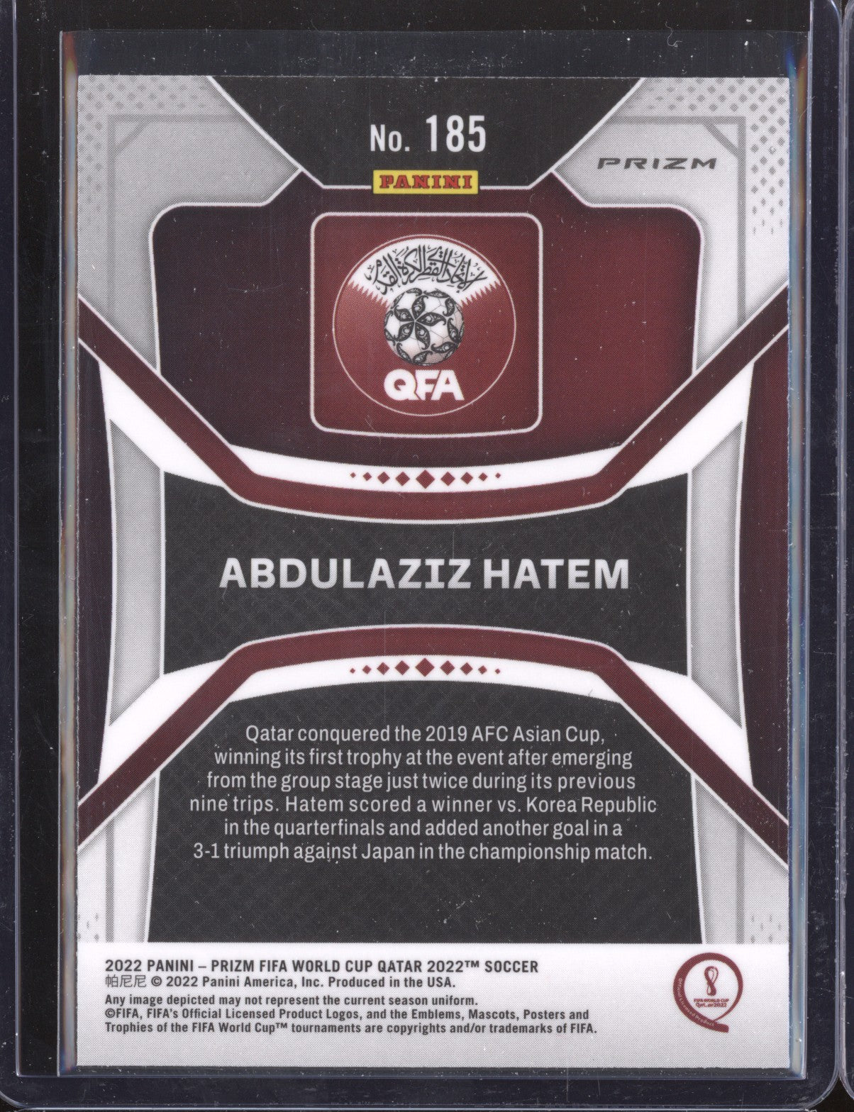 Abdulaziz Hatem 2022 Panini Prizm World Cup  185 Silver RC